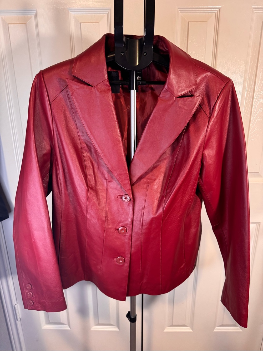East 5th Crimson Leather Blazer Jacket